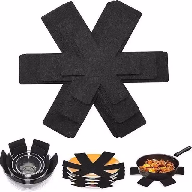 NESTLUNE Set of 12 Black Pot and Pan Protectors and Bowl Dividers, W/D/H: 100 x 15 x 15 cm