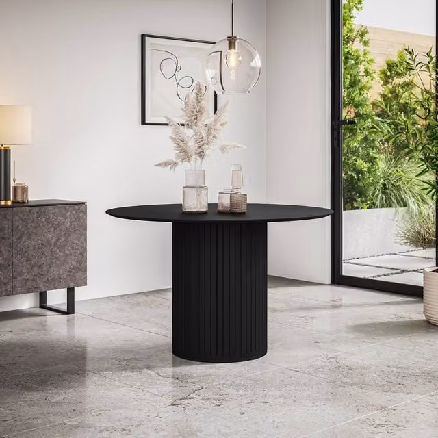 More4Homes Arlo Round Dining Table with Black Legs, Diameter: 120 cm, Height: 75 cm – 1
