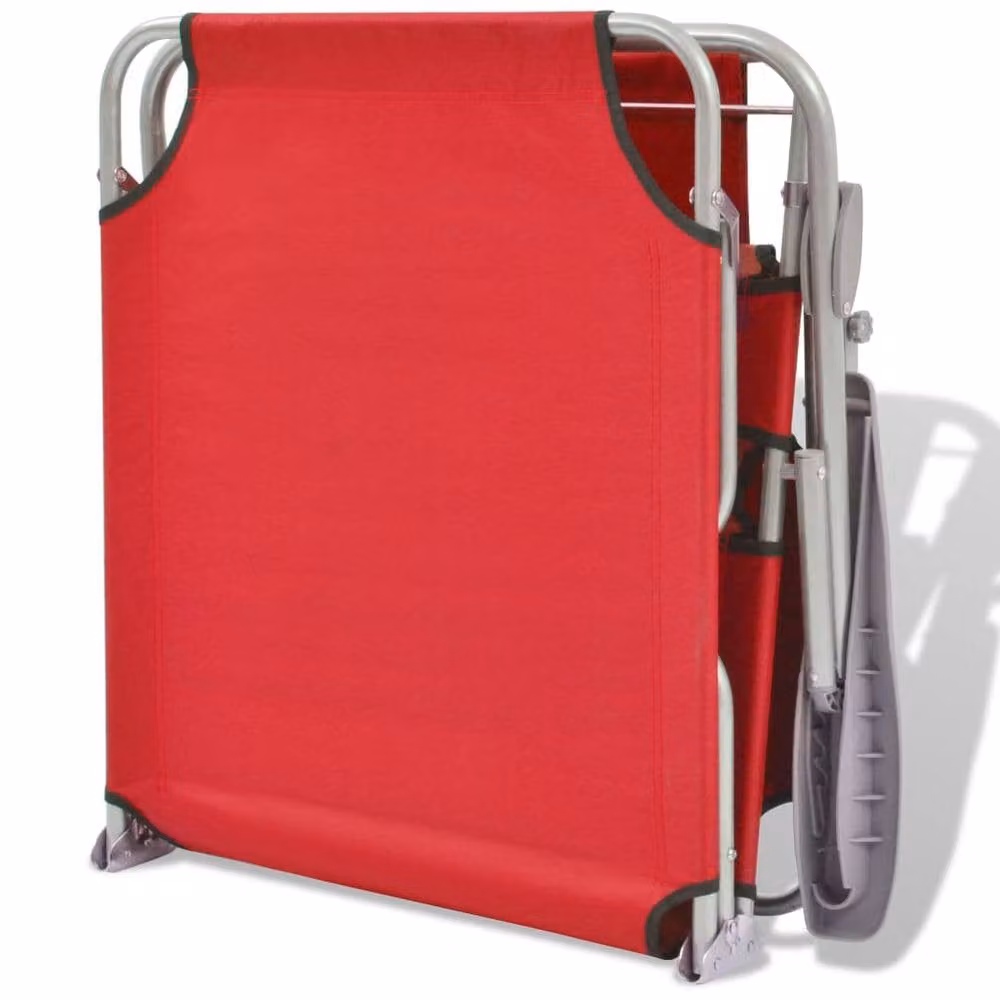 Berkfield Home Red Steel Sun Lounger with Canopy – 3