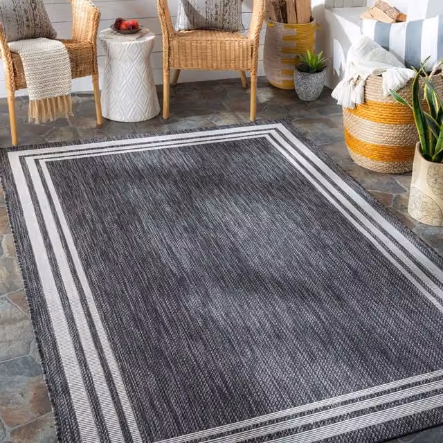 Livabliss Aegean Vintage In- & Outdoor Rug in Dark Grey, Beige and Black, W: 160 cm, D: 220 cm