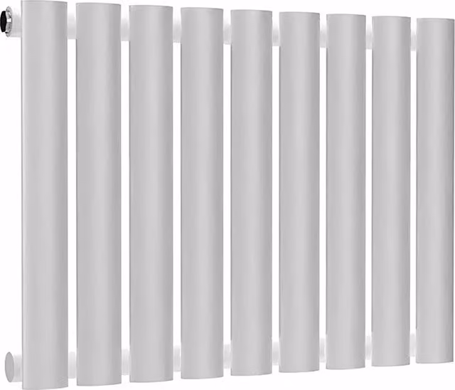 Lux Heat Oval Horizontal Single Wall Mounted Steel Radiator in White, W: 54.0 cm, H: 40.0 cm, D: 40.0 cm