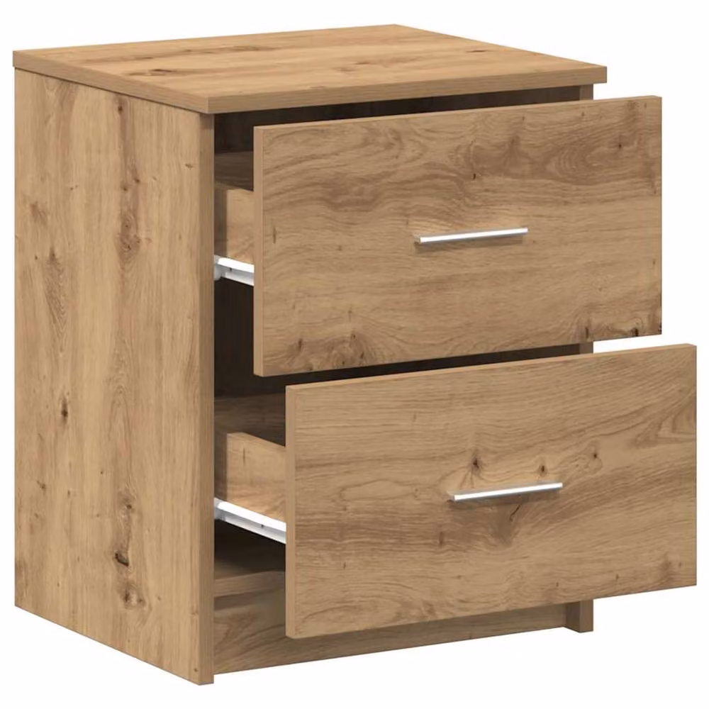 Berkfield Home Set of 2 Durable Artisan Oak Bedside Cabinets with 2 Drawers, Brown, W: 40 cm, D: 36 cm, H: 50 cm – 2