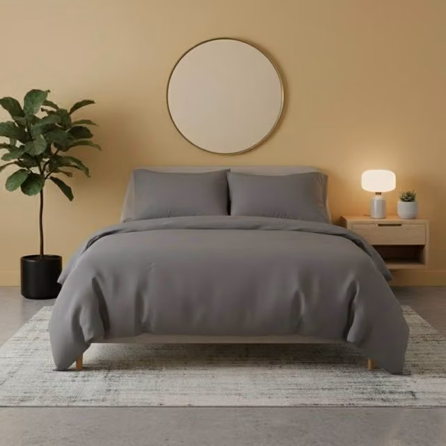 Snug City Grey Flannelette Cotton Duvet Cover and Pillowcase Set, King Size (180 x 200 cm) – 1