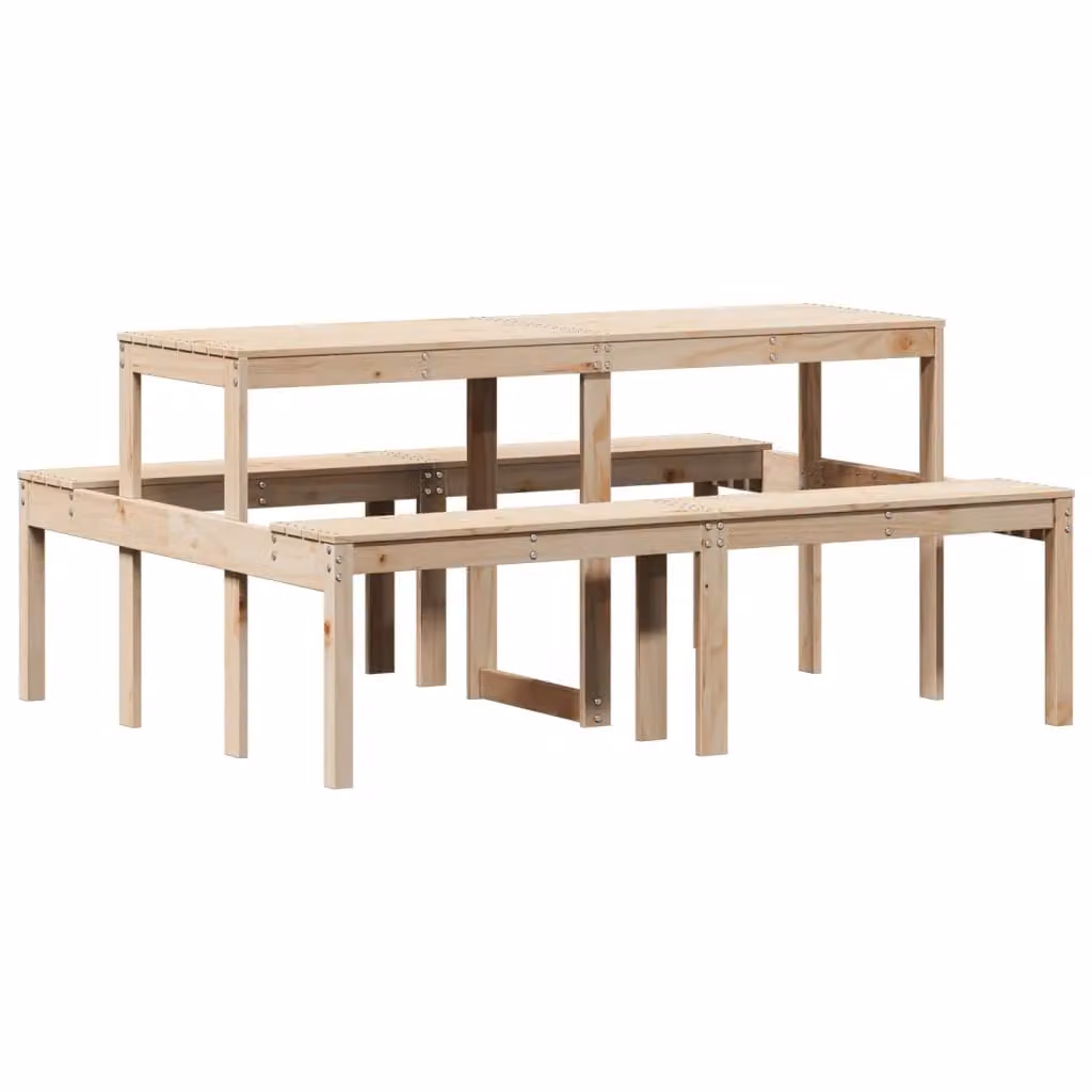 Berkfield Home Rustic Solid Wood Pine Picnic Table in Brown, W/D/H: 160 x 134 x 75 cm – 2