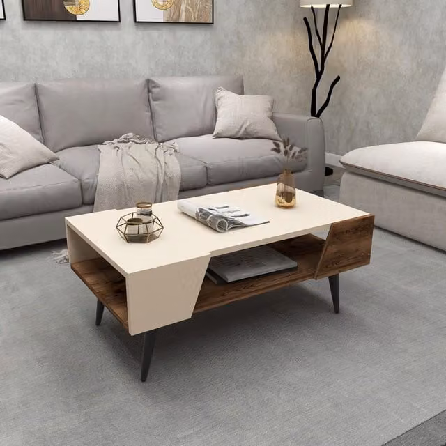 Destina Home Aren Coffee Table with Storage Unit in Beige