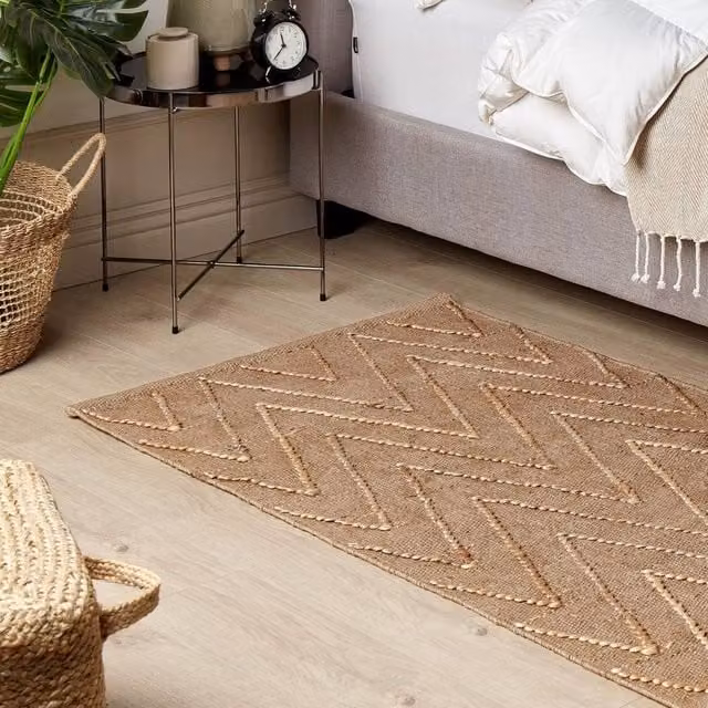 Wyld and Coco Beige Jute and Cotton Geometric Handwoven Area Rug, W: 80 cm, L: 150 cm – 1