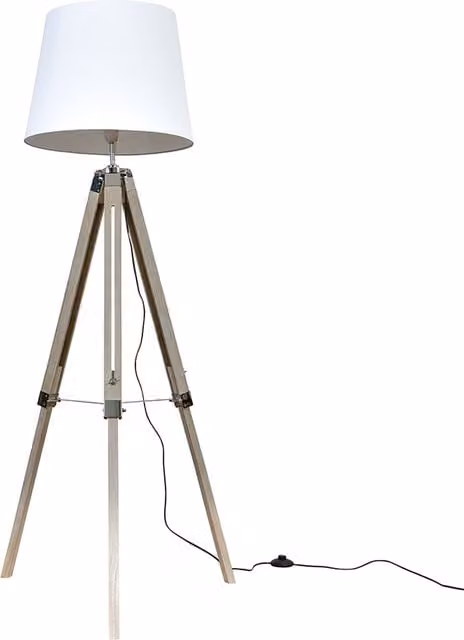Clipper Brown Floor Lamp with White Fabric Cone Shade