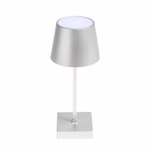 OHS Dimmable LED Cordless Table Lamp in Silver with Rechargeable Battery and Touch Control