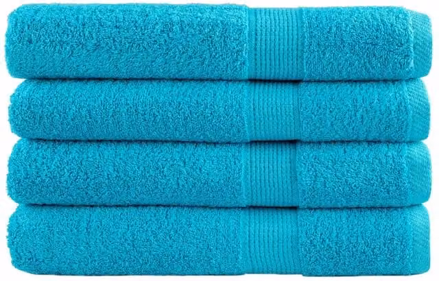 Berkfield Home SOLUND Premium Cotton Terry Sauna Towels, 4 Pack, Turquoise Blue, W: 80 cm, L: 200 cm, 600 gsm