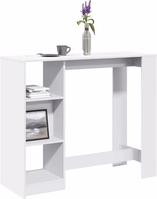 Berkfield Home Modern White Bar Table with Shelf, W/D/H: 124 x 46 x 103.5 cm