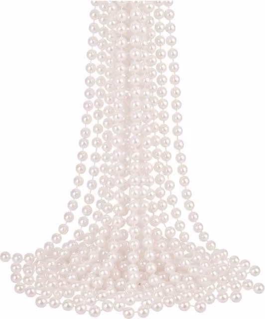 Neel Blue 9m Metallic Christmas Bead Chain, 7.5mm Shiny Pearl Garland in White and Blue – 1