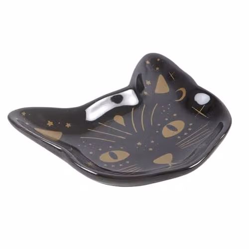 Something Different Wholesale Magick Black Cat Face Ceramic Trinket Dish in Black – 3