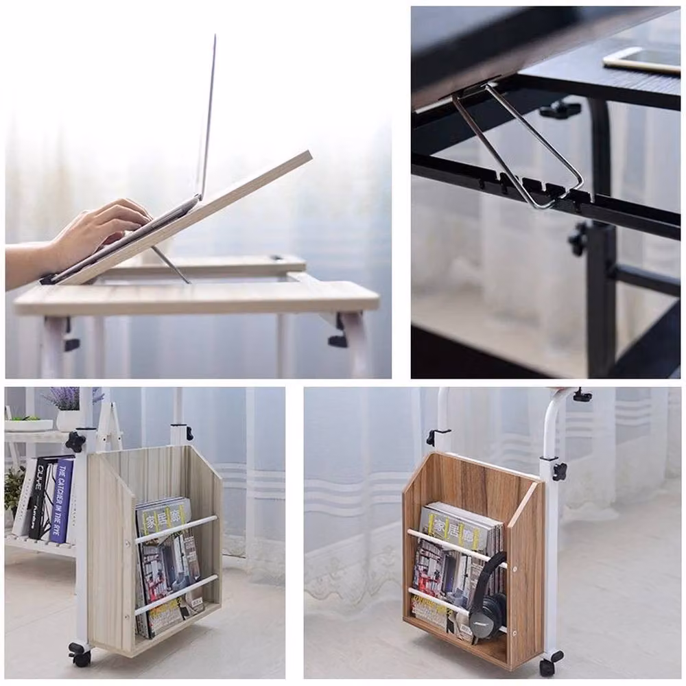 FORGEVIO Height and Width Adjustable Over Bed Table and Laptop Desk in White – 3