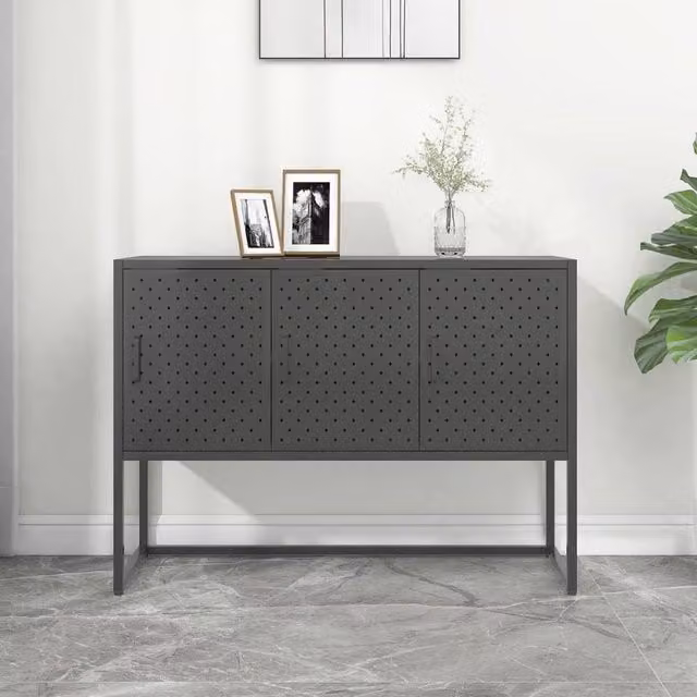 Berkfield Home Modern Anthracite and Black Metal Sideboard, W/D/H: 105 x 35 x 75 cm – 1