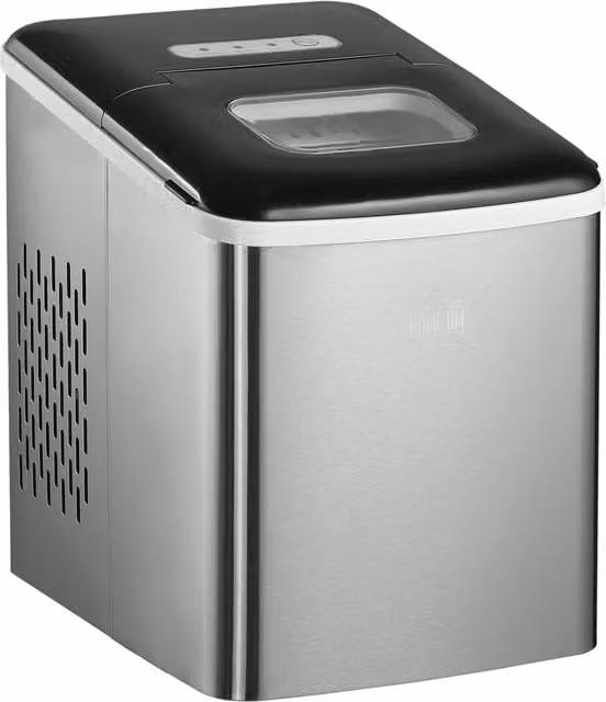 HOMCOM Countertop Ice Maker Machine in Silver Stainless Steel with 1.8L Capacity, 12kg Daily Output, Self-Cleaning Function, Scoop and Basket