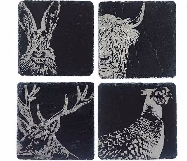 Selbrae House Set of 4 Square Slate Coasters in Grey