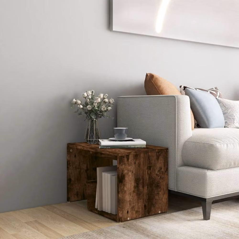 Berkfield Home Smoked Oak Side Table in Brown, W: 59 cm, D: 36 cm, H: 38 cm – 2