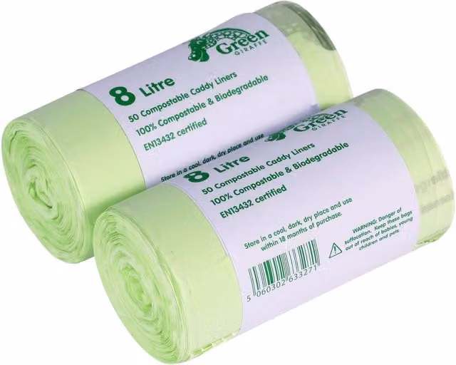 Green Giraffe 8 Litre Food Bin Caddy Liners in Green