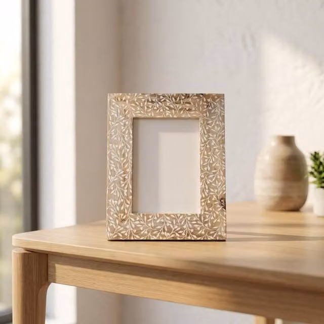 Garden Greatness Arborea Mini Leaves Rectangular Tabletop Photo Frame in Brown, 7x5 in