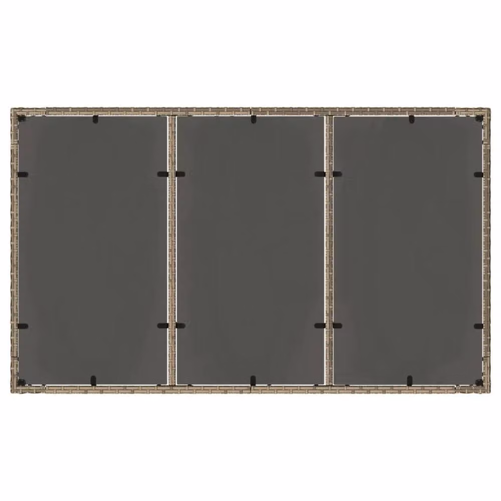 Berkfield Home Grey Poly Rattan Garden Table with Glass Top, W: 150 cm, D: 90 cm, H: 75 cm – 3