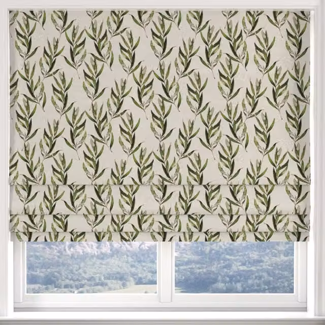 Ante Decor Olivia Made to Measure Blackout Roman Blind in Green Floral Nature Design