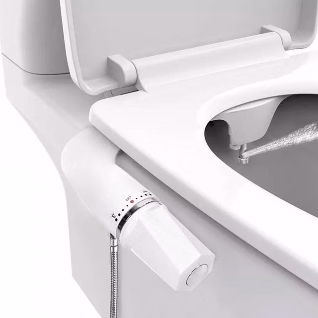 FLAVORA Self-Cleaning Bidet Toilet Seat Attachment with Dual Nozzle in White, W: 52 cm