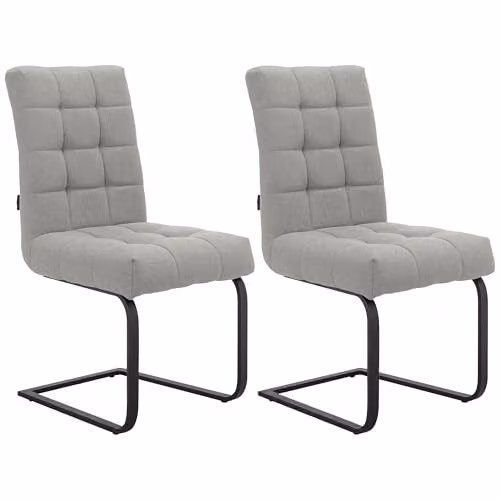 Dorel Home Furnishings Terza Set of 2 Modern Cantilever Dining Chairs in Grey Fabric with Metal Frame, W: 47 cm, D: 59 cm, H: 95 cm – 1
