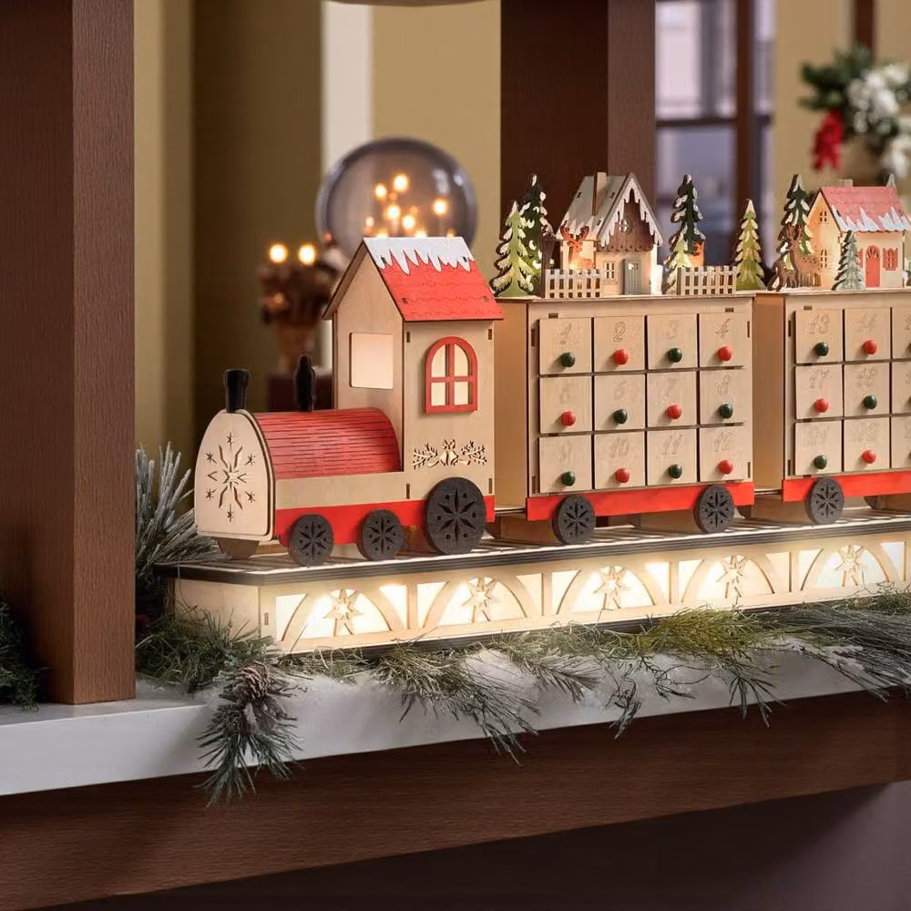 Garden Greatness LED Train Village Advent Calendar in Brown and Multicolour – 2