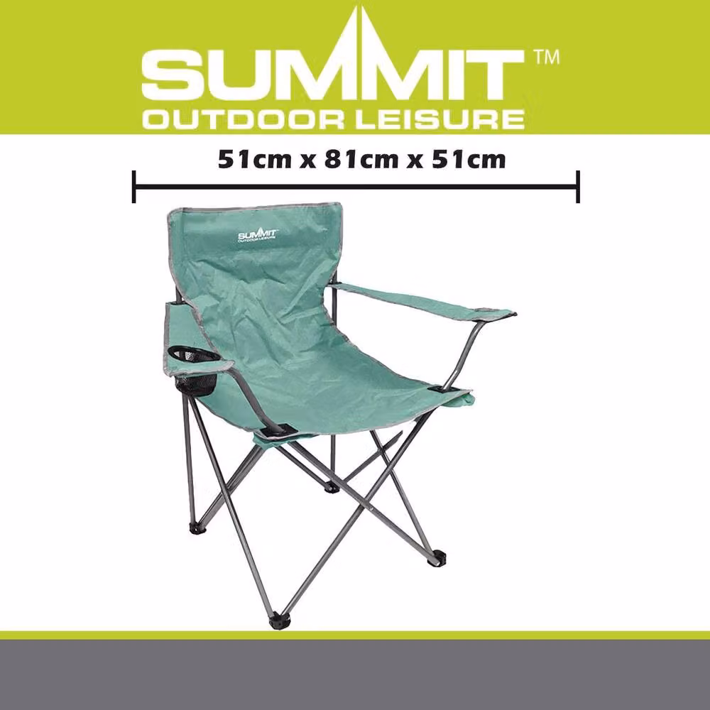 VFM e-Store Folding Camping Chair with Cup Holder and Carry Bag, Green, H 81 cm x W 51 cm x D 51 cm – 2