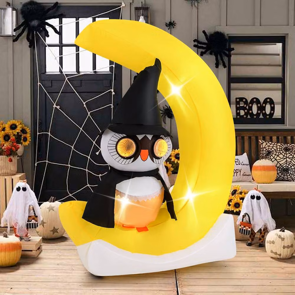 Costway Multicolour Inflatable Halloween Owl Outdoor Decoration W: 130 cm, D: 155 cm – 3