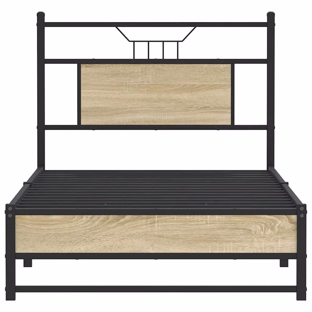 Berkfield Home Sonoma Oak Bed Frame in Brown, Engineered Wood, W/D/H: 80 x 200 cm – 3