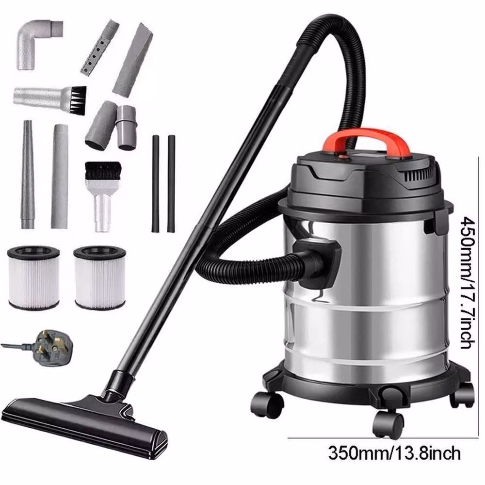 KORVIXA Wet and Dry Vacuum Cleaner in Silver with Stainless Steel Construction and Blow Function – 2