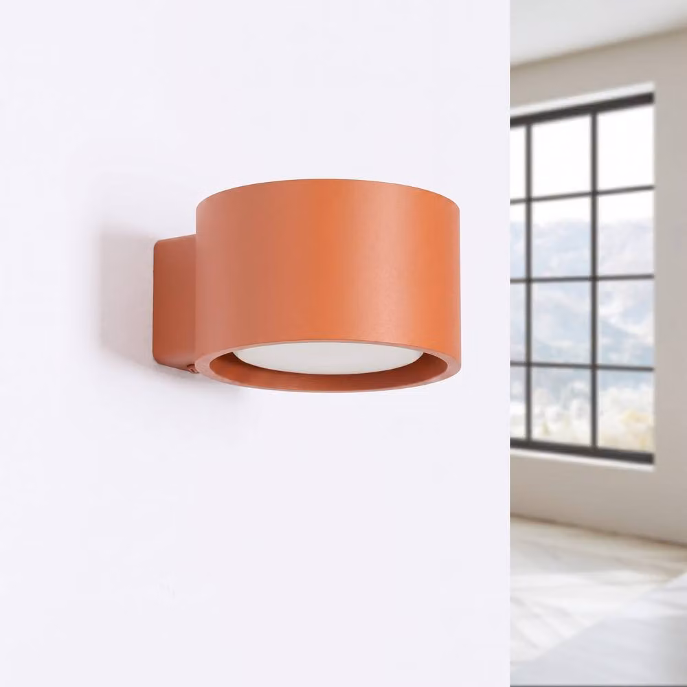 Sollux Lighting minimalist round ceramic wall lamp in terracotta, W/D/H: 6 x 10 x 12 cm – 2