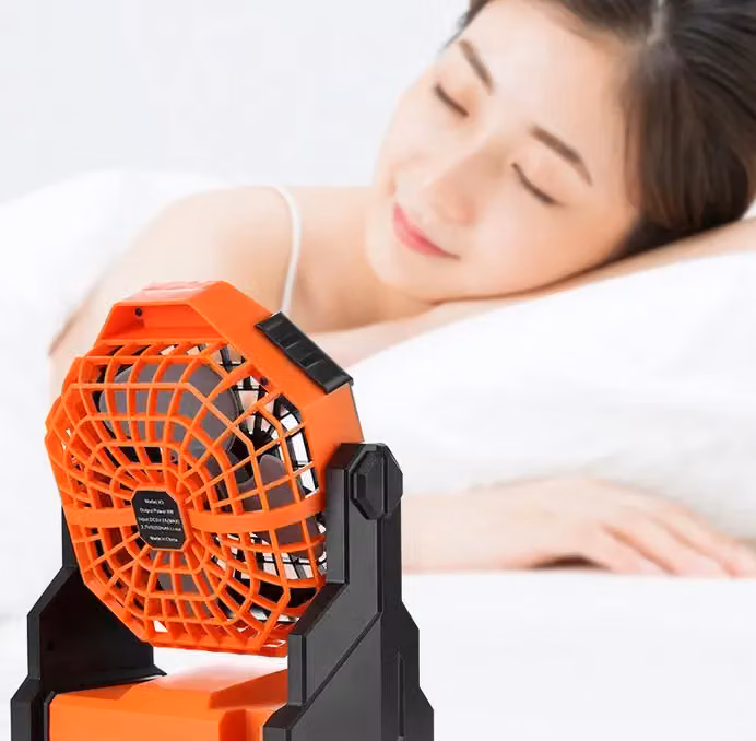 Leaper Rechargeable Mini Portable USB Outdoor Camping Tent Fan with Light in Orange – 7