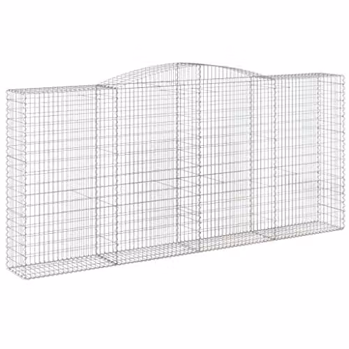 vidaXL Arched Gabion Basket in Silver Galvanised Steel, W: 400 cm, D: 50 cm, H: 180-200 cm