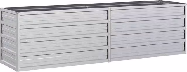 Berkfield Home Garden Galvanised Steel Raised Bed in Silver, W/D/H: 160 x 40 x 45 cm