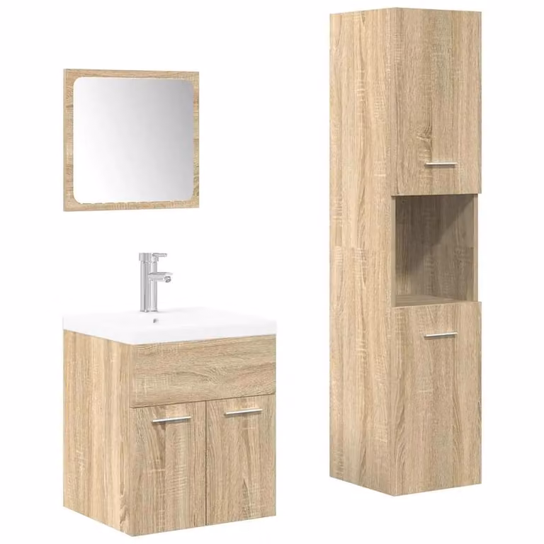 Berkfield Home 4 Piece Modern Bathroom Furniture Set in Sonoma Oak Brown