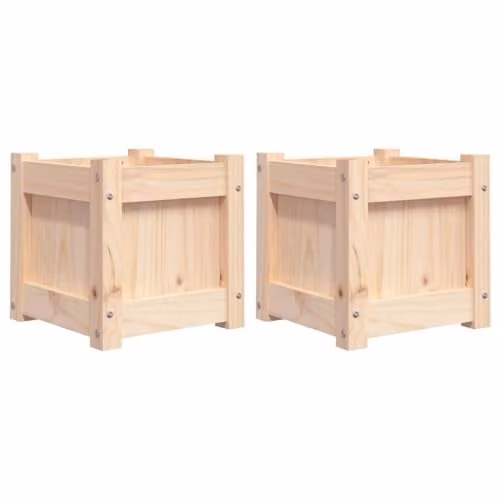 vidaXL Set of 2 Solid Wood Pine Garden Planter Tubs in Brown and Beige