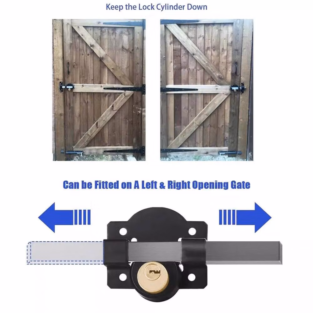 Kelvenix Black Stainless Steel Long Throw Security Garden Shed Gate Lock – 4