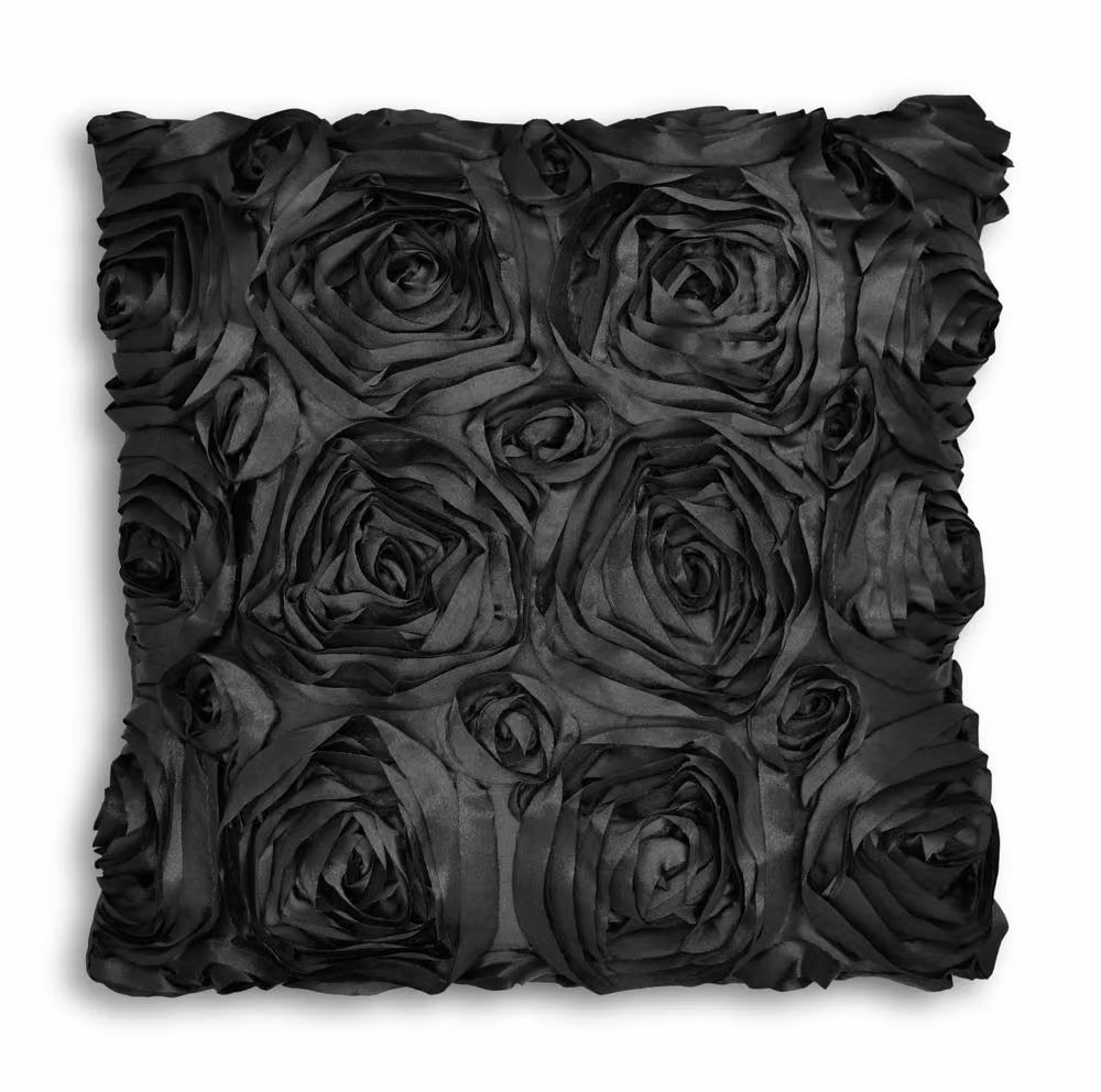 Intimates Shimmer Rose Filled Square Cushion in Black, W x D: 43 x 43 cm – 2