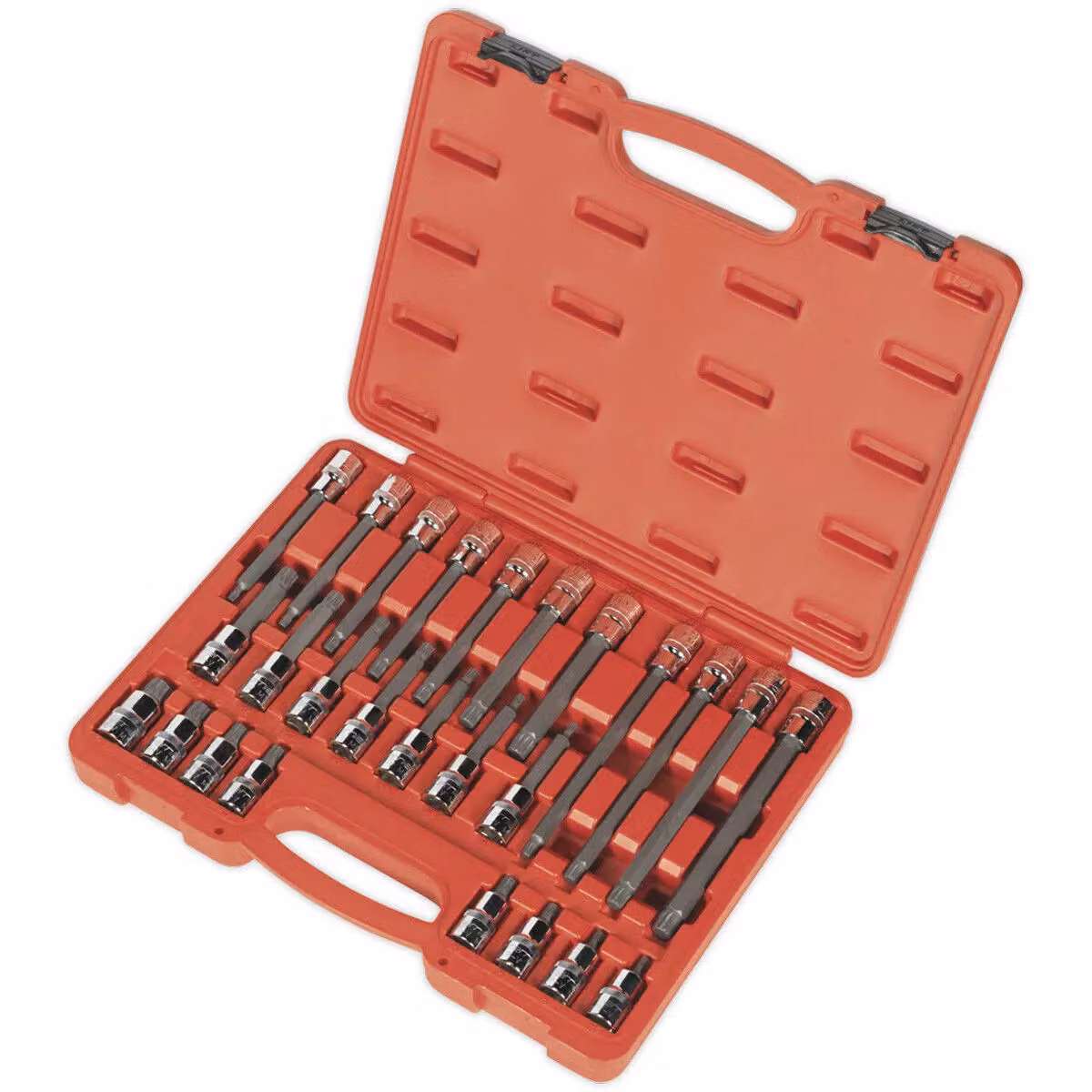 Loops 26pc Short and Long Spline Star Socket Bit Set with 1/2 inch Square Drive in Multicolour – 3