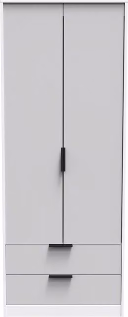 Ready Assembled 2 U Fuji 2 Door 2 Drawer Wardrobe in Light Grey