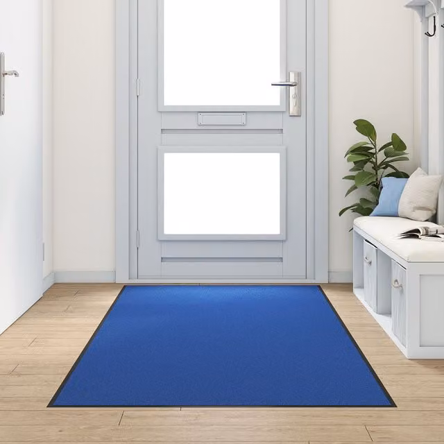 Berkfield Home Washable Non-Slip Blue Doormat, W: 120 cm x D: 250 cm