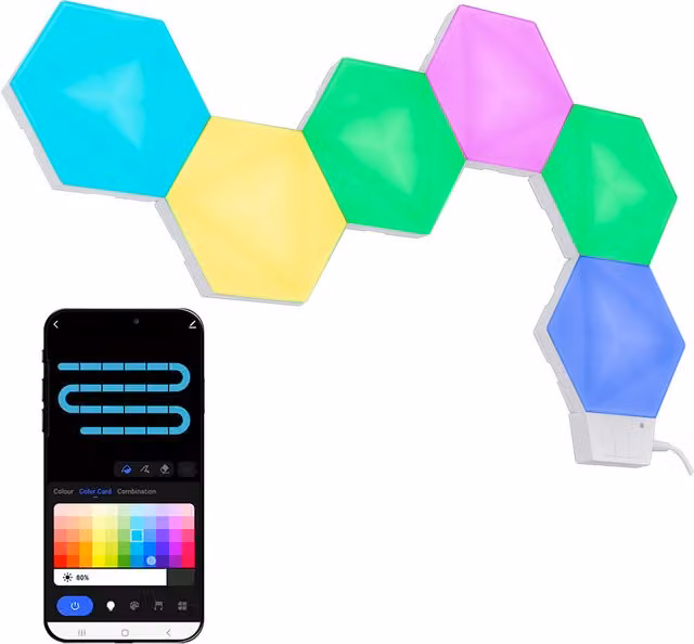 ValueLights Smart RGBIC Hexagon LED Light Kit in Multicolour and White