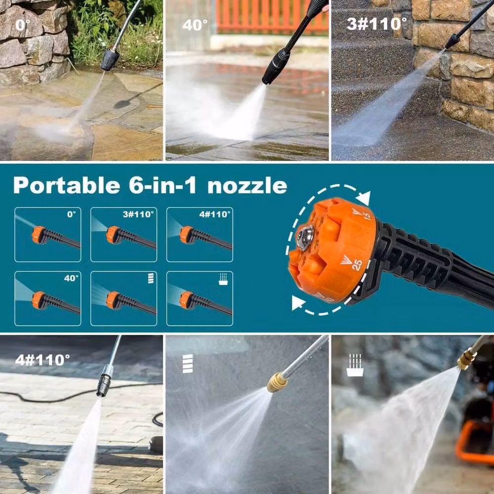 NESTLUNE 48V Cordless High Power Portable Jet Pressure Washer with 2 Rechargeable Batteries in Black – 5