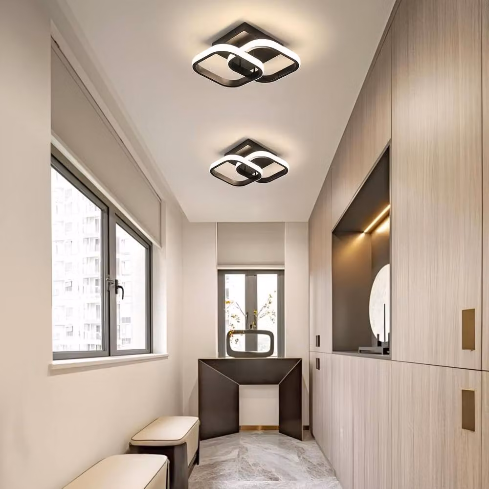Goeco Modern Square LED Ceiling Light, 22W, 4500K, Black – 3