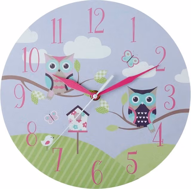 Orsina Kids Owl Analog Wall Clock, Multicolour, Diameter: 25 cm