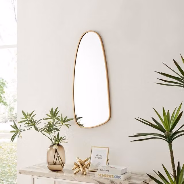 FurnitureboxUK Elodie Teardrop Pebble Oval Framed Wall Mirror in Gold and Black