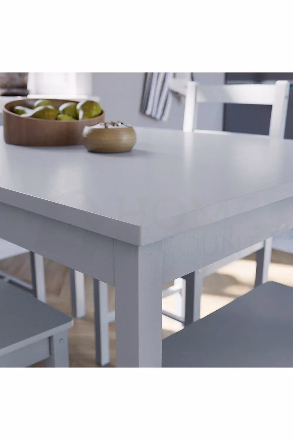 Vida Designs Yorkshire 4 Seater Dining Set in Grey Solid Pine Wood – 4