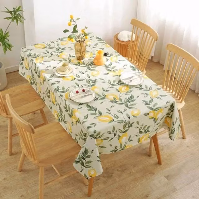 SPETLEK Multicolour Floral Scandinavian Rectangular Wipe Clean Coated Tablecloth, W: 140 cm, L: 180 cm